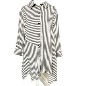 Soft Surroundings Standout Striped Tunic Top Womens Size 1X Asymmetrical Hem